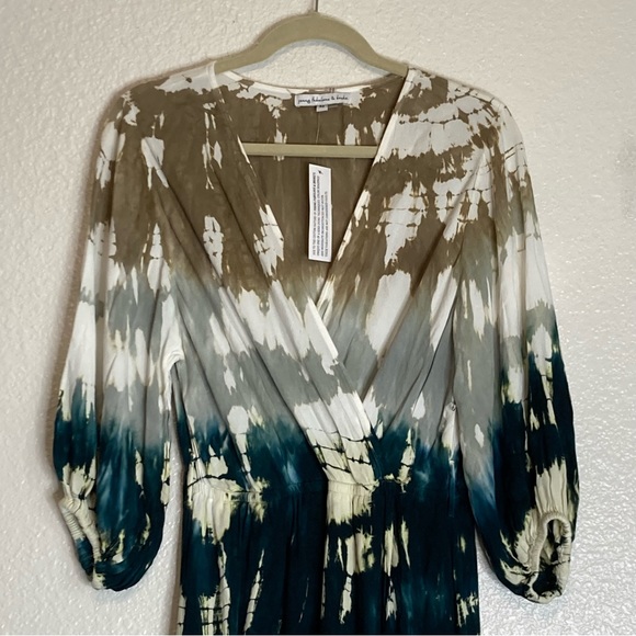 New Young Fabulous And Broke YFB Wrap Long Sleeves V Neck Maxi Dress M - Picture 3 of 9